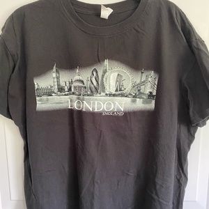 Black Unisex London England City Skyline T-shirt Size Large